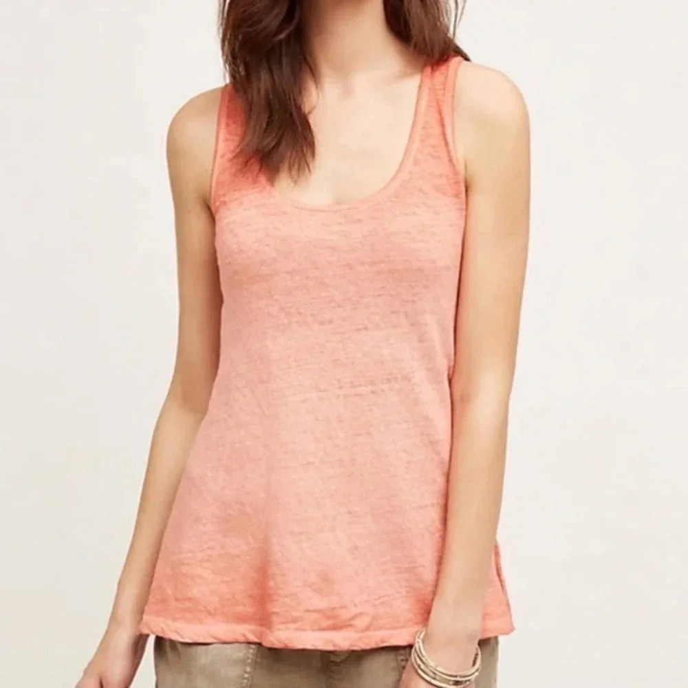 Anthropologie Akemi + Kin Orange linen swing top